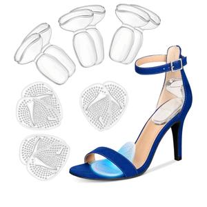 ONUEMP Heel Cushion Inserts and Metatarsal Pads for Women, 3 Pairs Heel Grips and 3 Pairs Ball of Foot Cushions, Silicone Shoe Pads Insoles for High Heels, Blister Prevention for Too Big Shoes