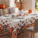 XCHI Fall Pumpkin Love Heart Football Maple Leaves Tablecloth Rectangle Washable Table Covers for Home Party Decorations 52x70 Inch
