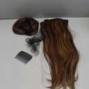 REECHO 20" 1-Pack 3/4 Full Head Curly Wave Clips in on Synthetic Hair Extensions HE008 Hairpieces for Women 5 Clips 4.5 Oz per Piece - Dark Brown with Chestnut Highlights