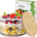 Prikoi 155oz Large Trifle Bowl with Lid, Modern Design Clear Glass for Salads, Dessert, Fruit, and Party Displays, 2025 Thickened Version