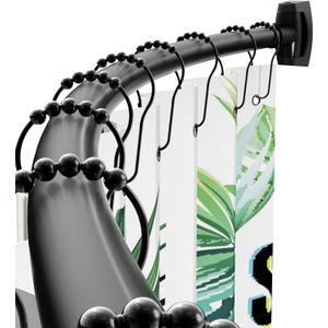Curved Shower Curtain Rod 43-72 Inches Adjustable, Aluminum Shower Rod Rustproof, Round shower curtain rod, Curved Shower Rods for Bathroom, Bathtub, Stall, Black