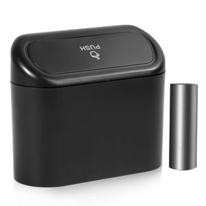 NBTEPEM Car Trash Can with Lid, Mini Auto Garbage Can with 30 Trash Bags, Leakproof Automotive Garbage Container Bin, Multipurpose Organizers and Storage for Car, Home, Office (Black)