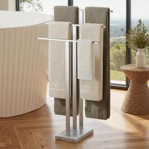 KES Standing Towel Rack 3-Tier with Heavy Marble Base, Free Standing Towel Racks for Bathroom Floor, SUS304 Stainless Steel Brushed Finish, BTH217S3-2