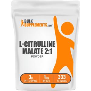 BulkSupplements.com L-Citrulline Malate 2:1 Powder - Nitric Oxide Boost, Citrulline Malate Supplement - Unflavored & Gluten Free - 3g per Servings, 1kg (2.2 lbs) (Pack of 1)