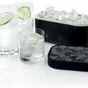 Lku Ice Box | Black | Ice Cube Tray For Freezer With Lid & Bin | Made With 100 Percent Platinum Silicone | Elegant And Retro Style Ice Cubes | For Cocktails, Ice Tea & Coffee And More |