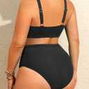 Holipick Two Piece Plus Size Swimsuits for Women High Waisted Bikini Tummy Control Bathing Suits Twist Front Swimwear, 20W (Black)