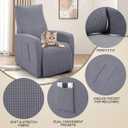 SearchI Recliner Chair Cover Jacquard Chair Covers 4 Piece, Small Recliners Sofa Slipcover for Home Theater Seating with Elastic Bottom, Recliner Protector with Pocket for Recliner, Light Gray