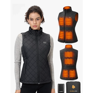 Women's Quilted Heated Vest with Battery Pack 16000mAh 7.4V, Warming Heated Vest for Women, Electric Heating Vests.XS