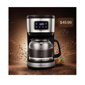 12 Cup Programmable Coffee Maker,Touchscreen Drip Coffee Maker-12 Cup Keep-Warm Function, Auto Shut-Off,Stainless Steel Construction,Permanent Filter,Ideal for Home and Office Use