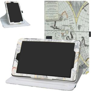 Bige Case for Alcatel Joy Tab Rotating Case,360 Degree Rotary Stand With Cute Pattern Cover For T-Mobile Alcatel Joy Tab 8-inch Tablet /Alcatel 3T 8-inch Tablet,Map White