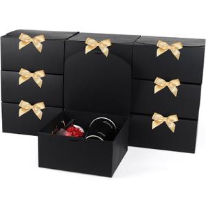 2 x YEEHONG Gift Boxes with Lids, 8x8x4 Inch Kraft Paper Gift Box with Ribbon, Bridesmaid Proposal Box for Wedding, Packaging, Present, Birthday, Cupcake (10 Pack)