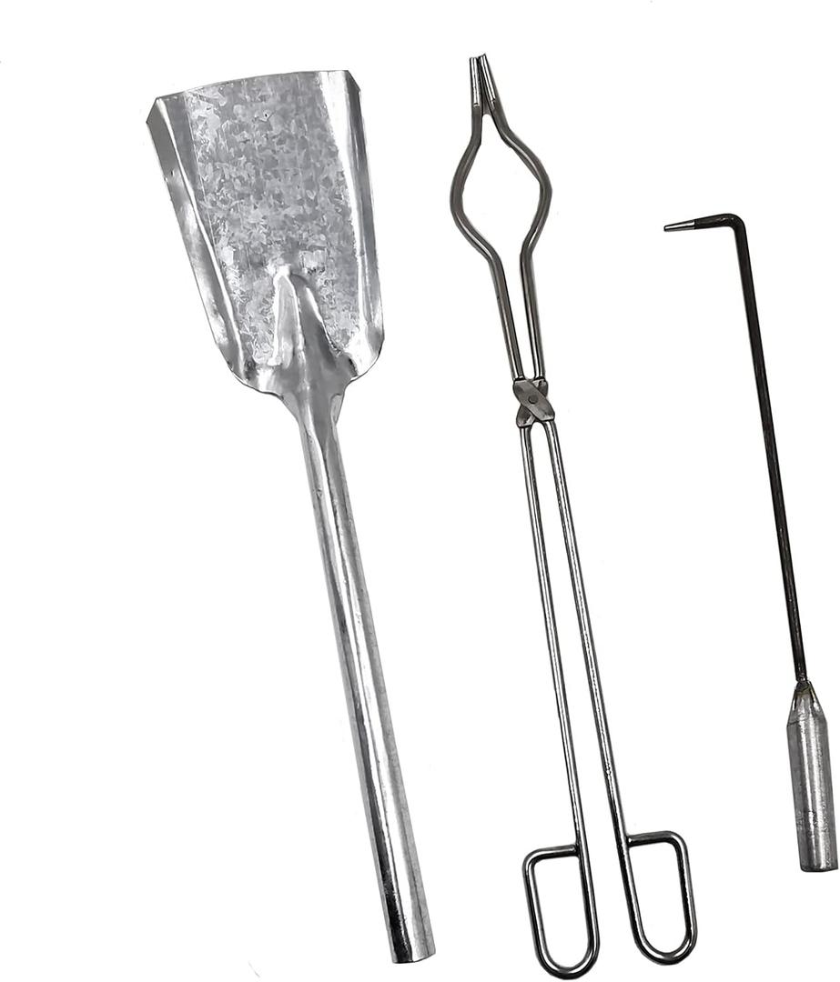 Fireplace Tools Set, BBQ Accessories Kit 3 PCS Cast-Iron Fireplace Accessories Composed of Poker, Shovel,Pliers Fire Set Accessories Indoor Outdoor