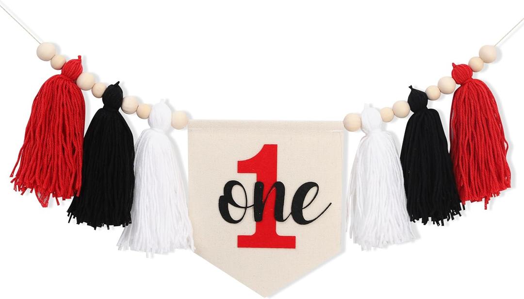 1st Boy High Chair Banner - Blush Pink 1st Girl High Chair Banner,Floral First birthday decor, Wildflower Photo prop,Royal Blue Orange Tassel,First Green Shades Tassel (Red Black)