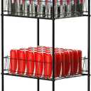 ETELI Water Bottle Organizer 4 Tier FreeStanding Water Bottle Holder Storage Rack Floor Metal Drink Soda Can Organizer for Pantry Kitchen Food Storage, Black