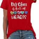 PECHAR Valentines Shirts Women Lover Heart Graphic Shirt Pullover Long Sleeve Tee Tops (Red, L)