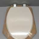 Mayfair Cassel Slow Close Toilet Seat, Easy Clean, Non Slip Premium Wood Seat, Easy Install, Made in USA, Elongated, Bone