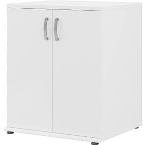 Bush Business Furniture Universal Floor Storage Cabinet with Doors and Shelves in White, Vertical Office Storage Unit with Adjustable Shelving for Workspace