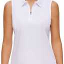 Pdbokew Women's Polo Shirts Quarter-Zip Golf Shirts Sleeveless Tops, Small 