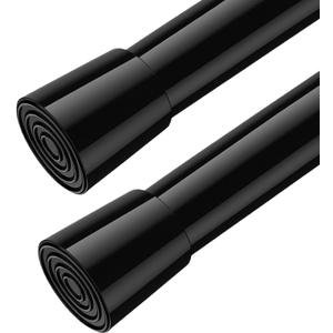 Spring Tension Curtain Rods Small Tension Rod Adjustable Curtain Rod No Drilling for Window (Black, 26" to 39"-2Pack