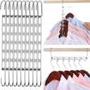 Space Saving Hangers for Clothes, 10 Pack Hanger Organizer Space Saver, Magic Metal Collapsible Closet Organizers, Multiple Hangers in One, College Dorm Room Essentials (V1.0) (Chrome)