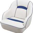 Seamander Pontoon Captains Bucket Boat Seat,Injection Molded Plastic Frame, Plush Foam Padding, Marine Grade Vinyl, 5x5 or 5x12 inch Mounting Pattern (White/Pacific Blue)