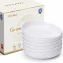 Pasta Bowls Set of 6, 8.8" 37oz Salad Serving Bowls | White Ceramic Soup Bowls Wide and Shallow Plate Bowls Set,Microwave and Dishwasher Safe,Gift Packaging