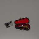 Wooden Miniature Violin with Stand, Bow and Case Mini Musical Instrument Violin Replica Collectible Figurines Dollhouse Accessories Model Home Decoration Display Ornament (3.15"x1.18"x0.59")