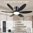 GJeg Ceiling Fans with Lights,42" Low Profile Ceiling Fan with Light and Remote Control,Flush Mount, Reversible, Dimmable, Noiseless, Black Ceiling Fan for Bedroom