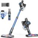 Cordless Vacuum Cleaner, 80000 RPM High-Speed Brushless Motor Powerful Vacuum Cleaners for Home, Up to 40 Mins Runtime, Stick Vacuum with 4* LED & Rechargeable 2600 mAh Battery (Blue Light White)