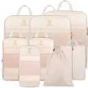 Expandable Compression Packing Cubes for Suitcases,6 Set Lightweight Compressible Travel Packing Organizer for Carry on Suitcase,Organizer Bags Set as Travel Essentials for Women (6 Pcs(XL,L,M*2,S,laundry bag), Beige)