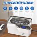 LifeBasis Ultrasonic Jewelry Cleaner, Professional 45kHz Ultrasonic Cleaner Machine 20 Ounces (600ML) with Digital Timer, Watch Holder Ultrasonic Glasses Cleaner for Ring, Coin, Watch, Denture -White