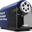 AFMAT PSX2 Heavy Duty Electric Pencil Sharpener, 6 Holes, Classroom Sharpener for 6-11mm Pencils, Auto Stop, Super Fast, Save Pencils, School Teacher Must Have Pencil Sharpeners Plug in, Blue