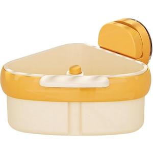 Corner Sink Strainer Basket – Yellow Food Waste Drain Catcher with Ultra-Strong Suction Cups + Steel Scrub Cloth & Cleaning Cloth – Multi-Purpose Kitchen & Bathroom Storage