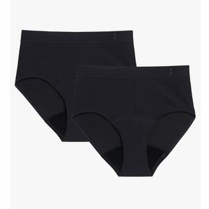 Thinx for All Hi-Waist Period Underwear, Holds 12 Tampons*, Leakproof, Odor Control, 2-Pack Reusable, M, Black