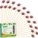 100pcs Football Cocktail Picks Decorative Toothpicks Fruit Sandwich Skewers Dessert Sticks for Rugby Ball Super Bowl League Sports Catered Events Decorations Party Supplies