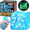 Squishy Fidget Toys Adults Stress Cube - Glow in The Dark Snowflakes Sensory Toys for Kids with Autism Stress Balls for Kids Teens Squeeze Squishy Toys Easter Basket Stuffers