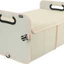 Car Trunk Organizer With Soft Cover and Storage Bin Essentials Collapsible Organization Accessories for SUV/Sedan Beige