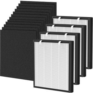 P358 Replacement Filter Compatible with HEAPETS P358 Pet Air Purifier, 3-in-1 Air Filter for Pet Hair, Dander, Odor, Includes 4 Composite Filters and 12 Pre-Filters