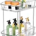 2 Tier Pull-Out Organizer for Bathroom Kitchen, Under Sink Storage with Dividers, Ideal for Cabinet, Cupboard Organization, Slide-Out Clear Storage, 1 Pack