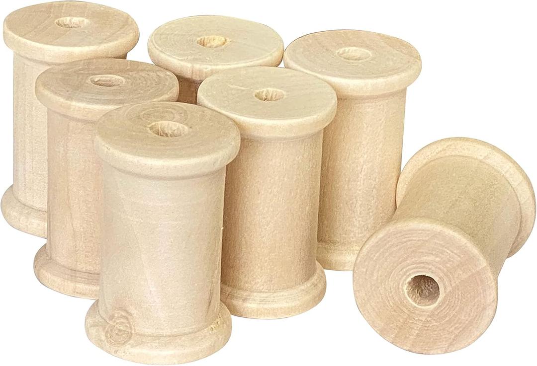 40 Pieces Large Wood Spools Unfinished Wooden Barrel Spools for Crafts (2x1.37 in)