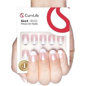 Curvlife Soft Gel Press on Nails Gel Fake Nails, French Style Design Full Cover False Nails for Women Reusable Nail Kit with Nail Glue Adhesive Tabs Nail File
