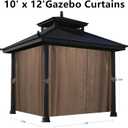 Gazebo Universal Replacement Privacy Curtain – 10' x 10' Gazebo Side Wall Outdoor Privacy Panel with Zipper (Brown, 10 * 12ft)