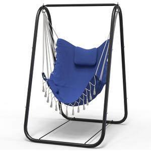 G TALECO GEAR Hammock Chair with Stand,Heavy-Duty and Rustproof Hanging Chair with Stand,Hammock Swing Chair Stand,for Indoor Outdoor Patio Yard Garden Porch (Blue)