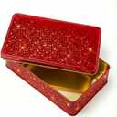 Red Glitter Metal Tin Mother's Day Box for Cookies, Candy, Crafts & Storage Ideal for Gifting, Home Decor & Party Favors (1 Pack)