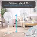 Comfort Zone 16-Inch Oscillating Pedestal Fan with Remote Control, 3-Speed High-Velocity Cooling, Adjustable Height & Tilt, Quad-Pod Folding Base, White ETL Listed