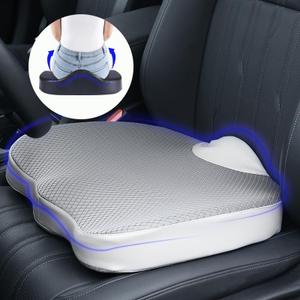 Decompression Cushion, Comfort Memory Foam Seat Cushion for Car Seat Drivers, Tailbone (Coccyx) Pain Relief Cushion, Office Chair Cushion (Gray)