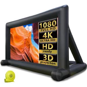 33ft Outdoor Inflatable Movie Screen, No Seam Projector Screen with Air Blower, Support Front & Rear Projection