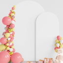 Wokceer Wedding Arch Backdrop Cover 7.2FT, 6FT Spandex Fitted White Arch Covers 2 Set Round Top Chiara Arches Backdrop Cover for Birthday Party Ceremony Banquet Decoration