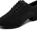 MSMAX Ballroom Dance Shoes Women Latin Dancing Heels Jazz Rhythm Irish Dance Shoes (7.5, 3cm Heel Black)