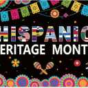 Hispanic Heritage Month Backdrop, 5.9x3.6ft Large National Bulletin Board Poster Decorations Latin Latino American Banner for Spanish School Home Office Classroom Decor Wall Photography Background